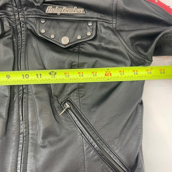 HARLEY DAVIDSON Women Black LEATHER Flaming Sleeve JACKET Stud MEDIUM Biker Babe - Picture 13 of 16